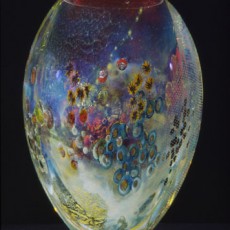 Glass, Artist, Josh Simpson, Primavera Gallery, Ojai, CA, Mega Planets, Inhabited Vase